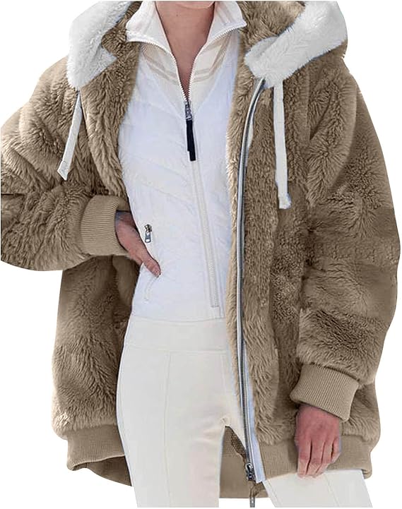 Long Fleece Women’s Teddy Cardigan with Hood