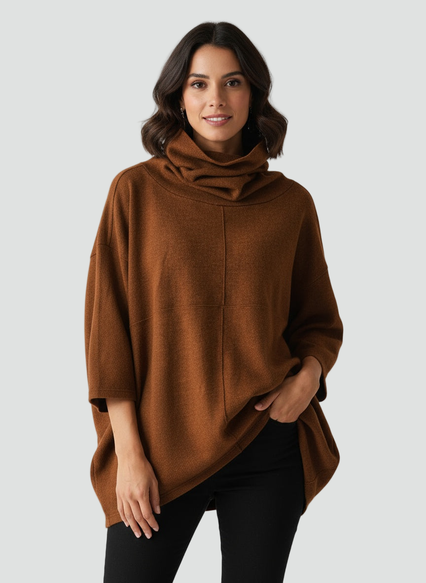 Soft Oversized Women’s Sweater with Turtleneck and Long Sleeves