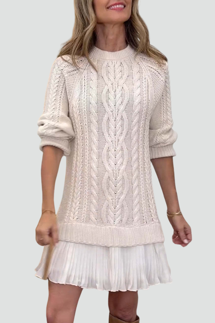 Soft Knitted Women’s Mini Dress with Pleated Hem