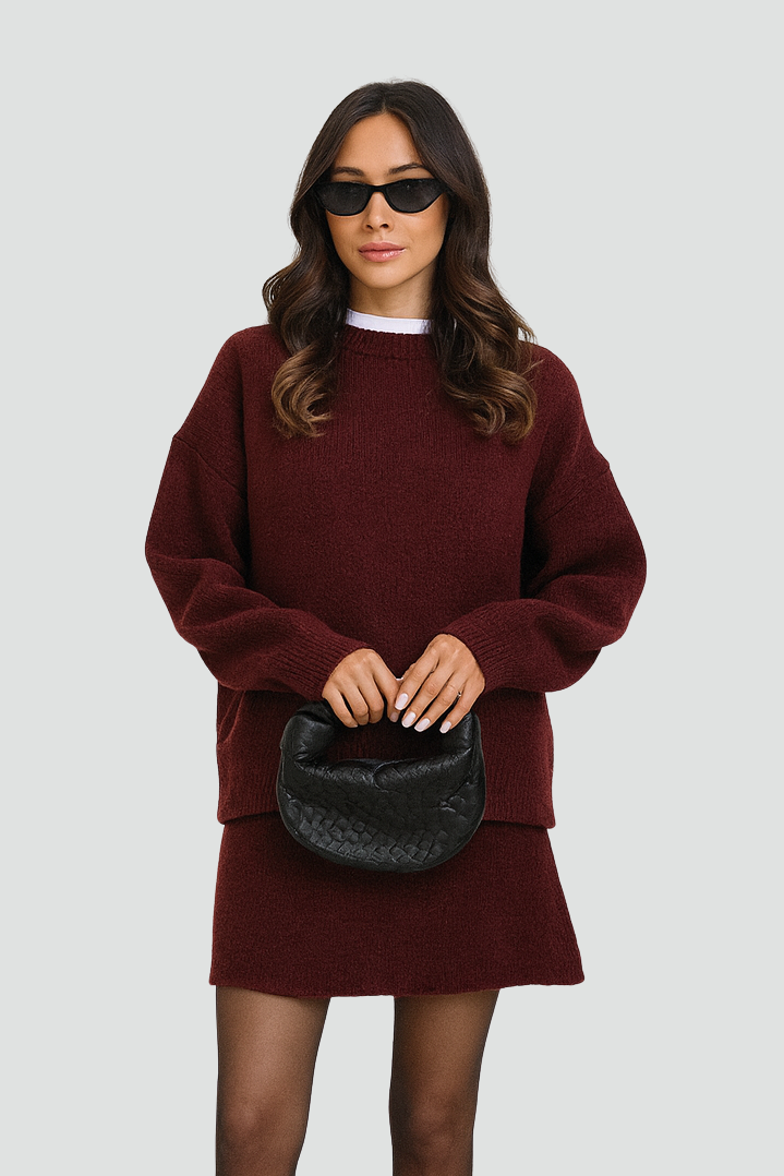 Soft and Elegant Women’s Set with Knit Sweater and Skirt