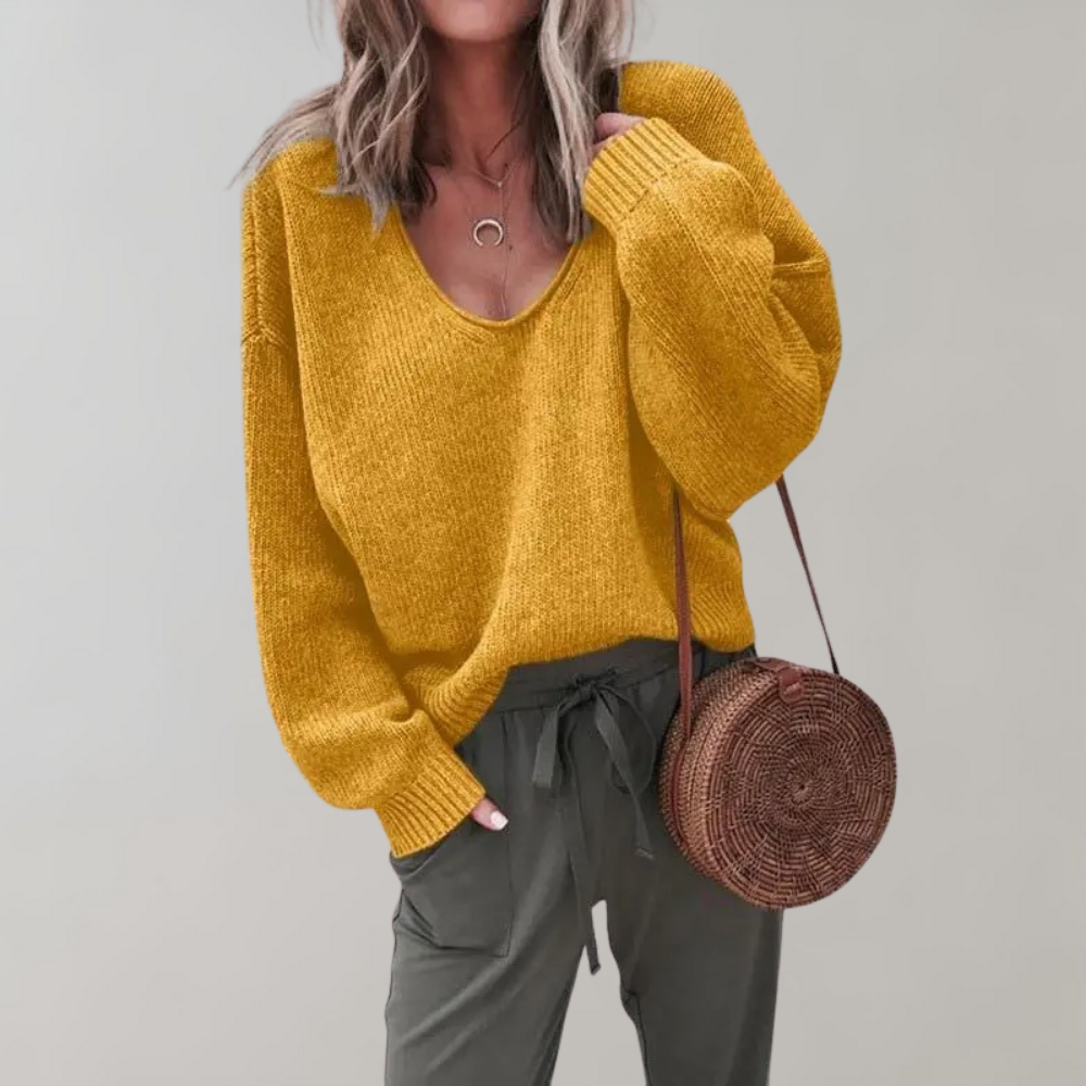 Loose-Knit Women’s V-Neck Sweater