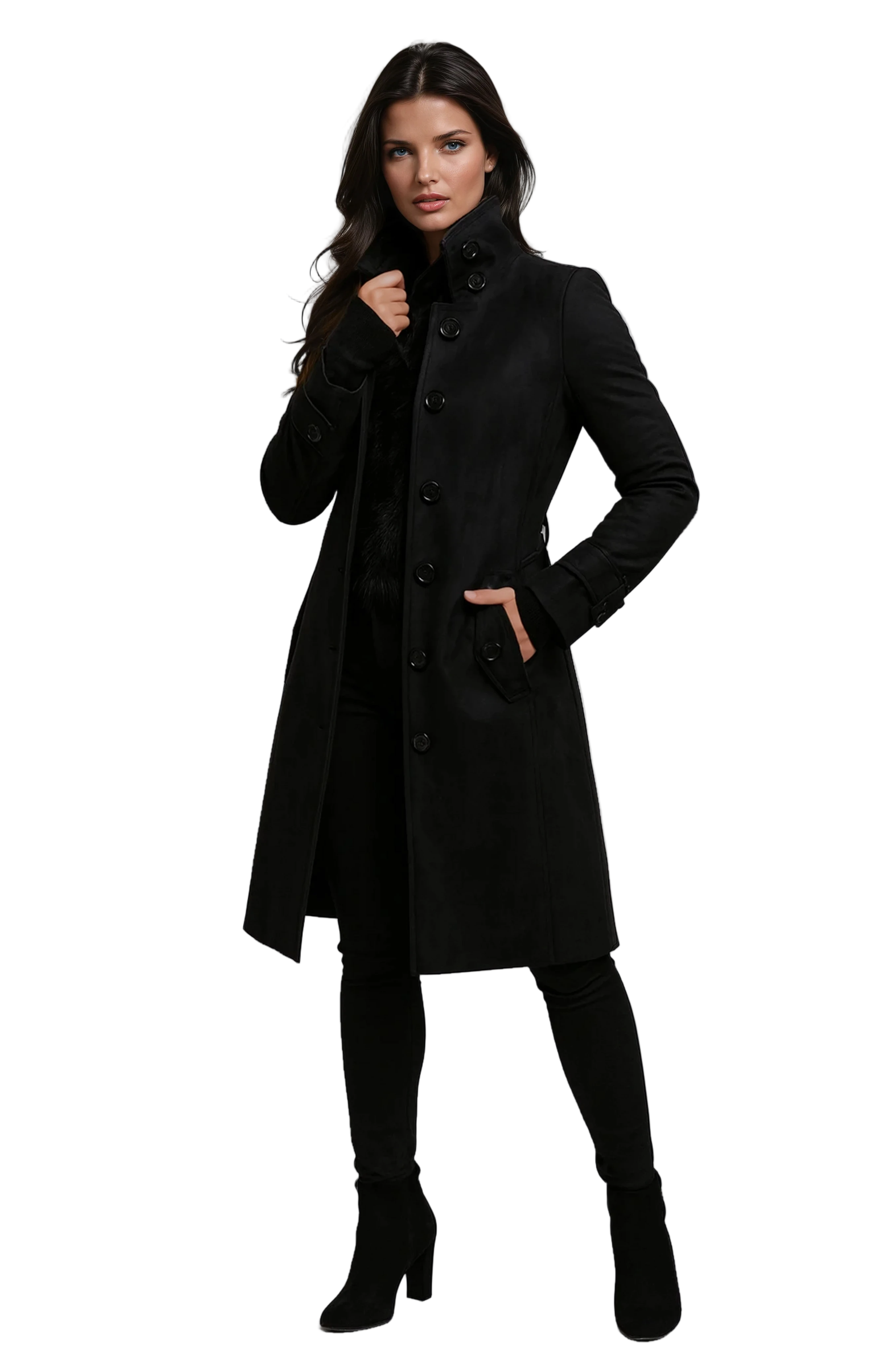Warm Women’s Winter Coat with High Collar