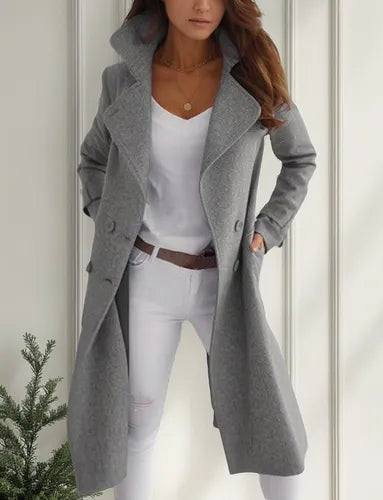 Elegant and Chic Women’s Wool Coat with Button Closure