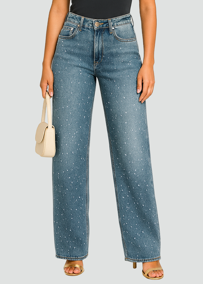 Women’s High-Waisted Jeans with Glitter Details