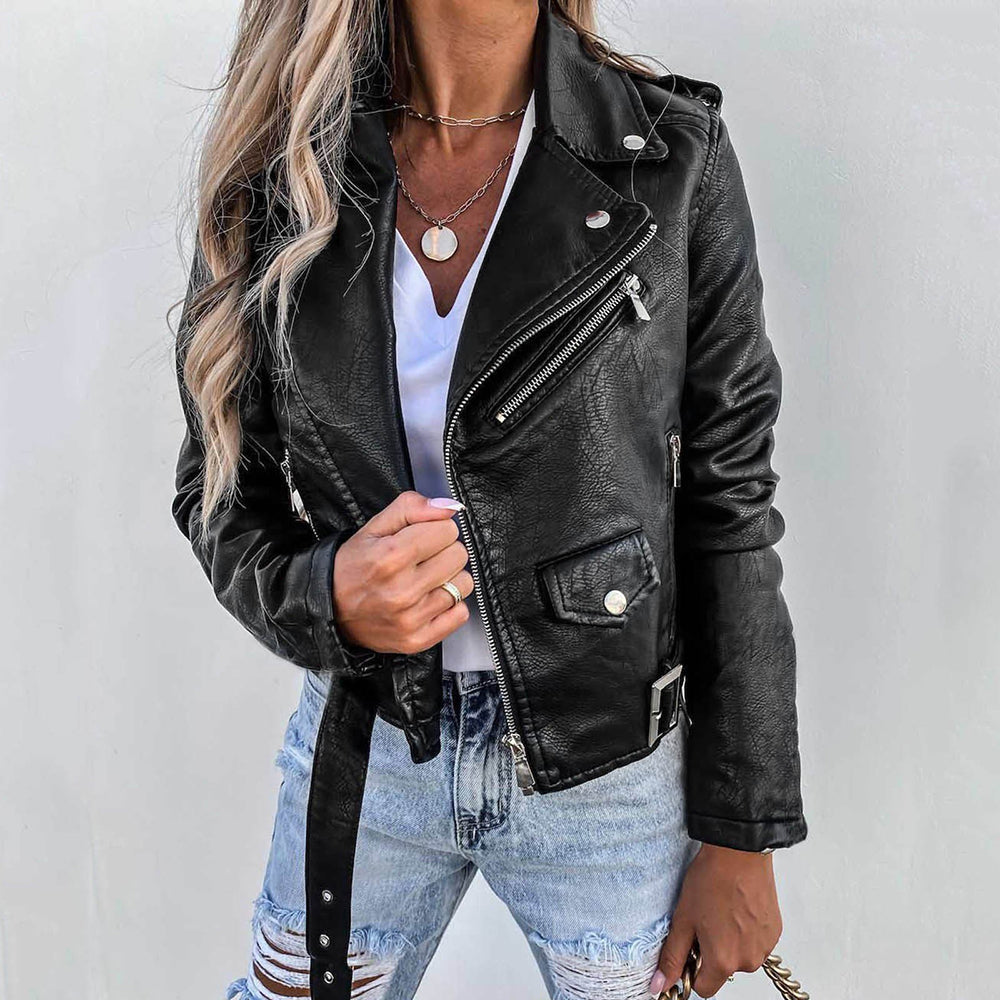 Classic Leather Biker Jacket for Women