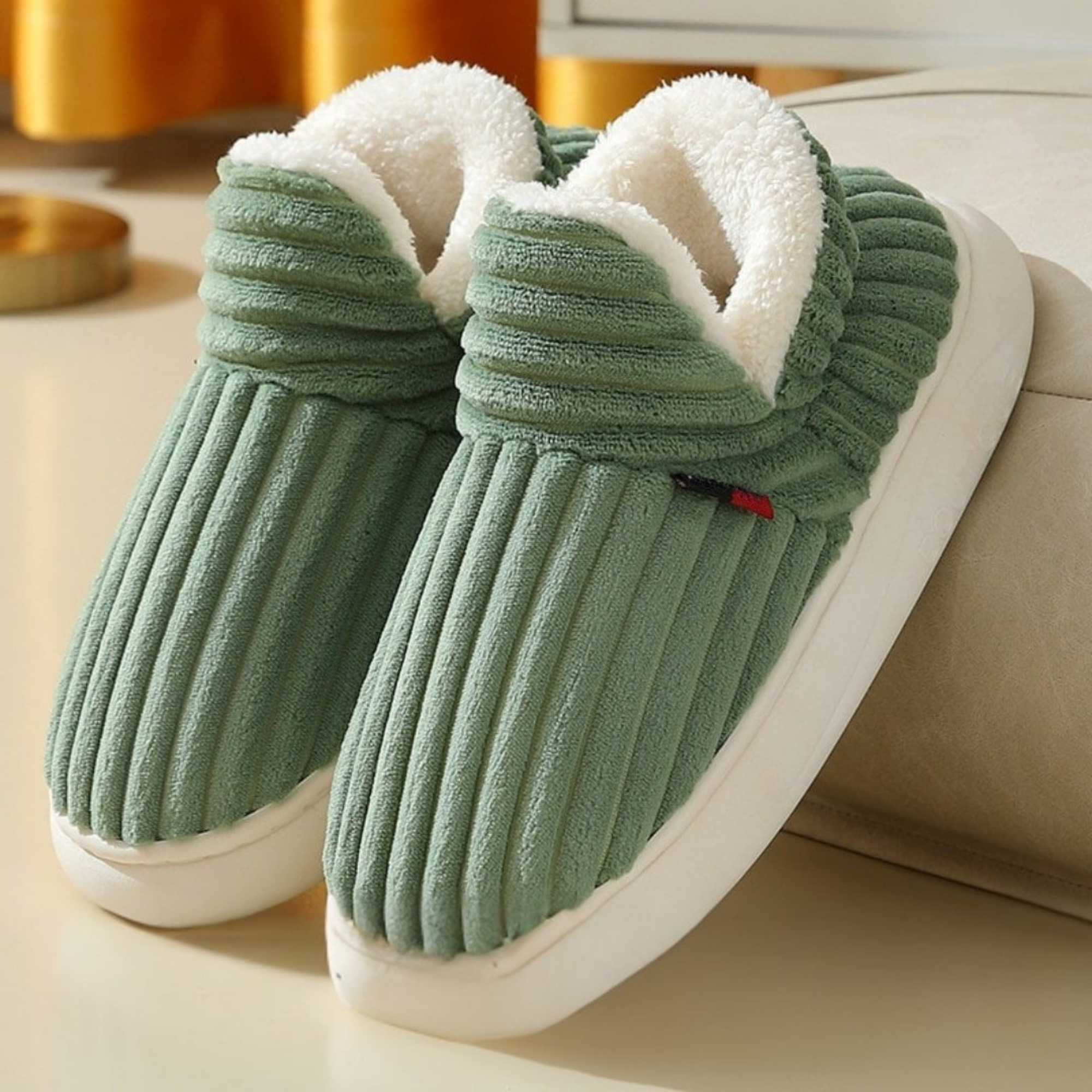 Winter Comfort Slippers with Ribbed Texture for Women