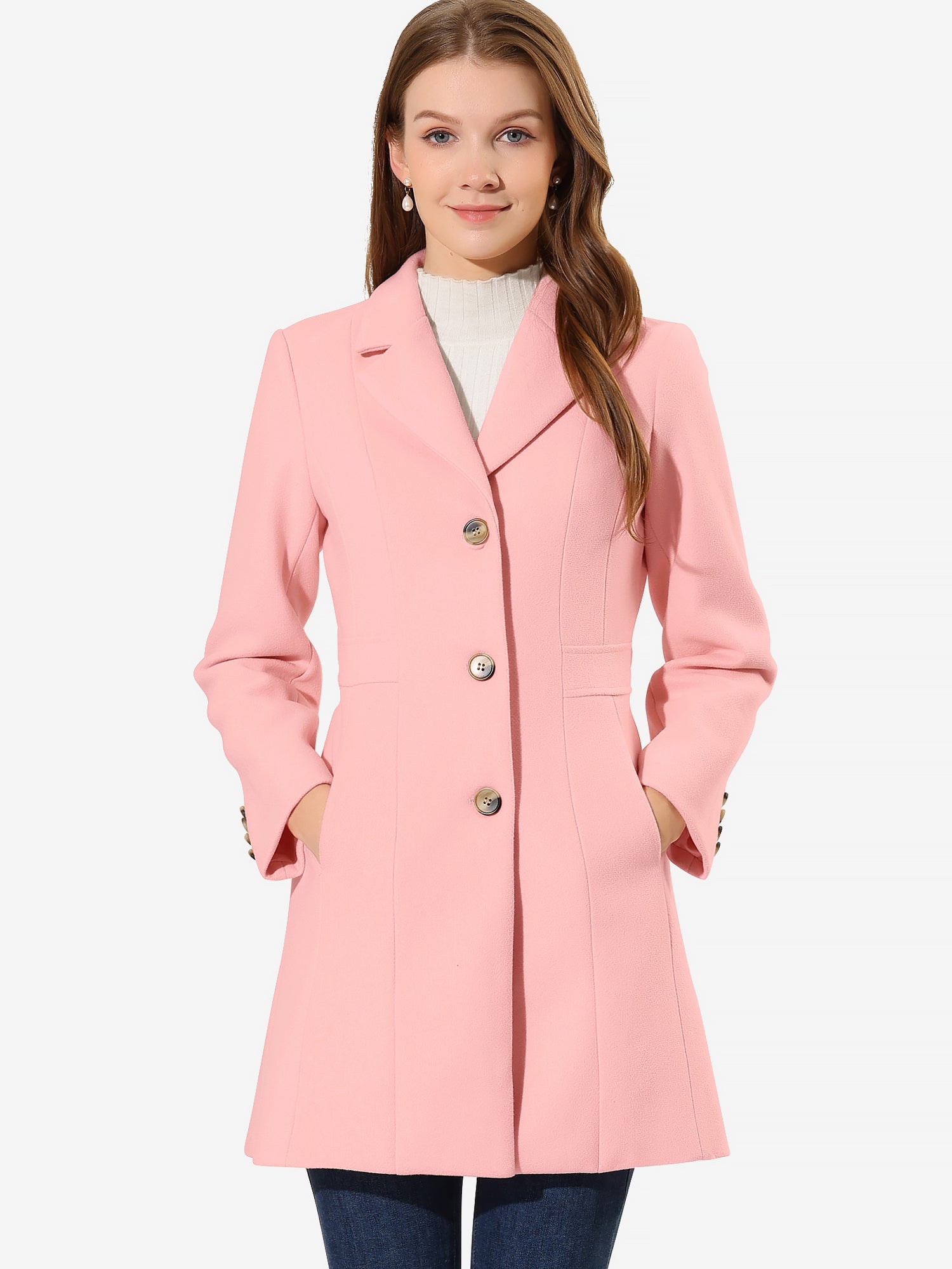 Comfortable Long Women’s Winter Coat with Buttons