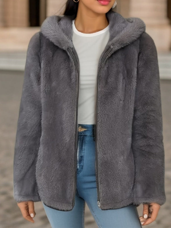 Warm Soft Women’s Teddy Fleece Jacket with Hood
