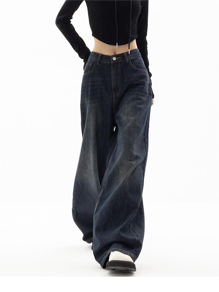 Trendy Women’s Baggy Jeans in Dark Blue 90s Vintage Style