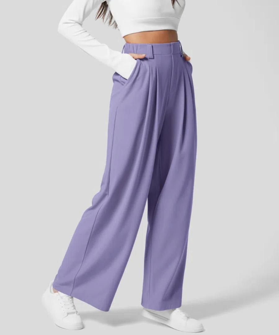 Elegant and Stretchy High-Waisted Women’s Trousers