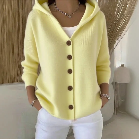 Soft Women’s Cardigan with Hood and Button Closure