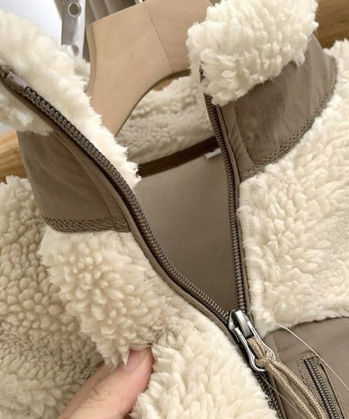 Warm Teddy Jacket for Women with High Collar and Zipper Pocket