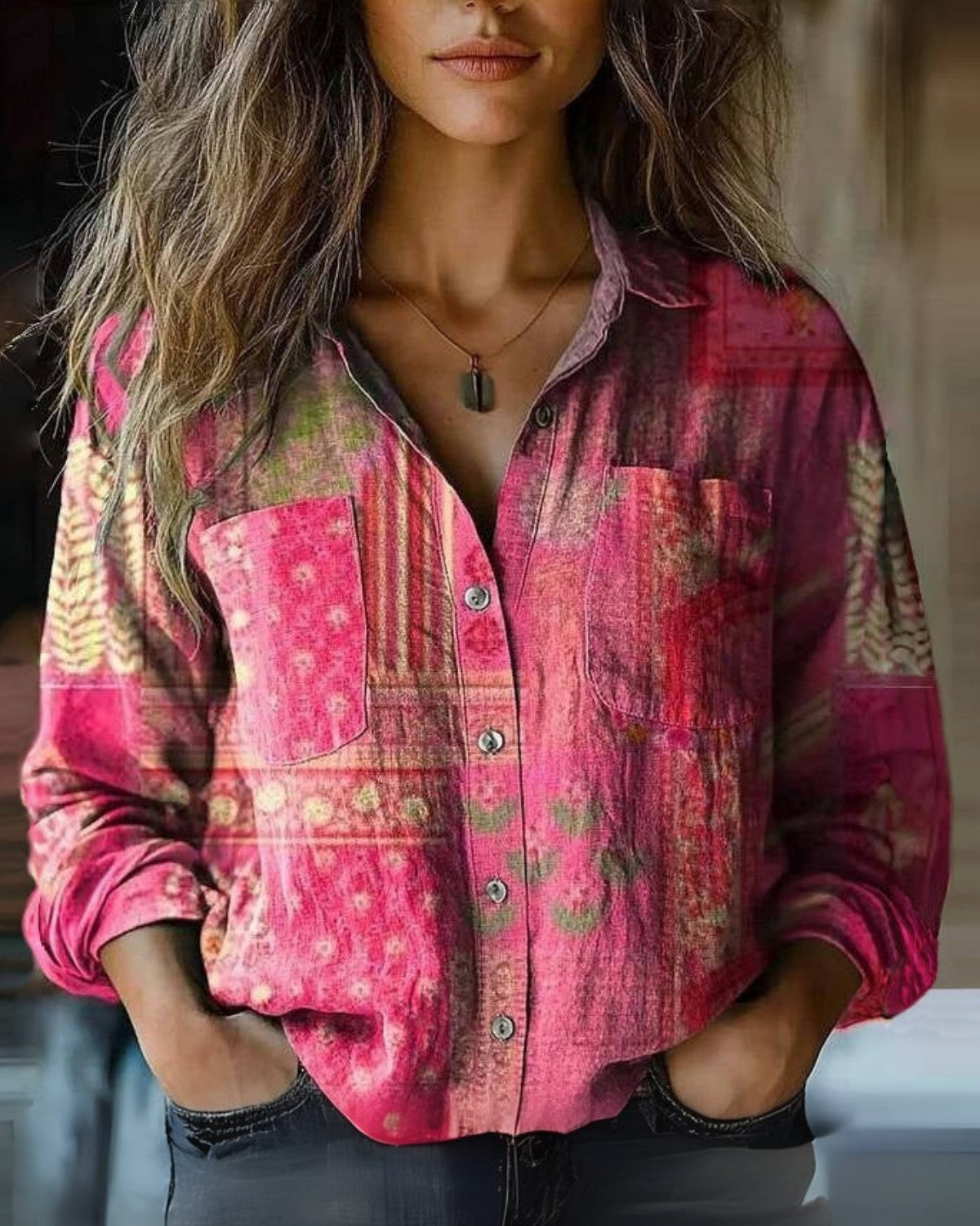 Vintage Stylish Women’s Blouse with Long Sleeves