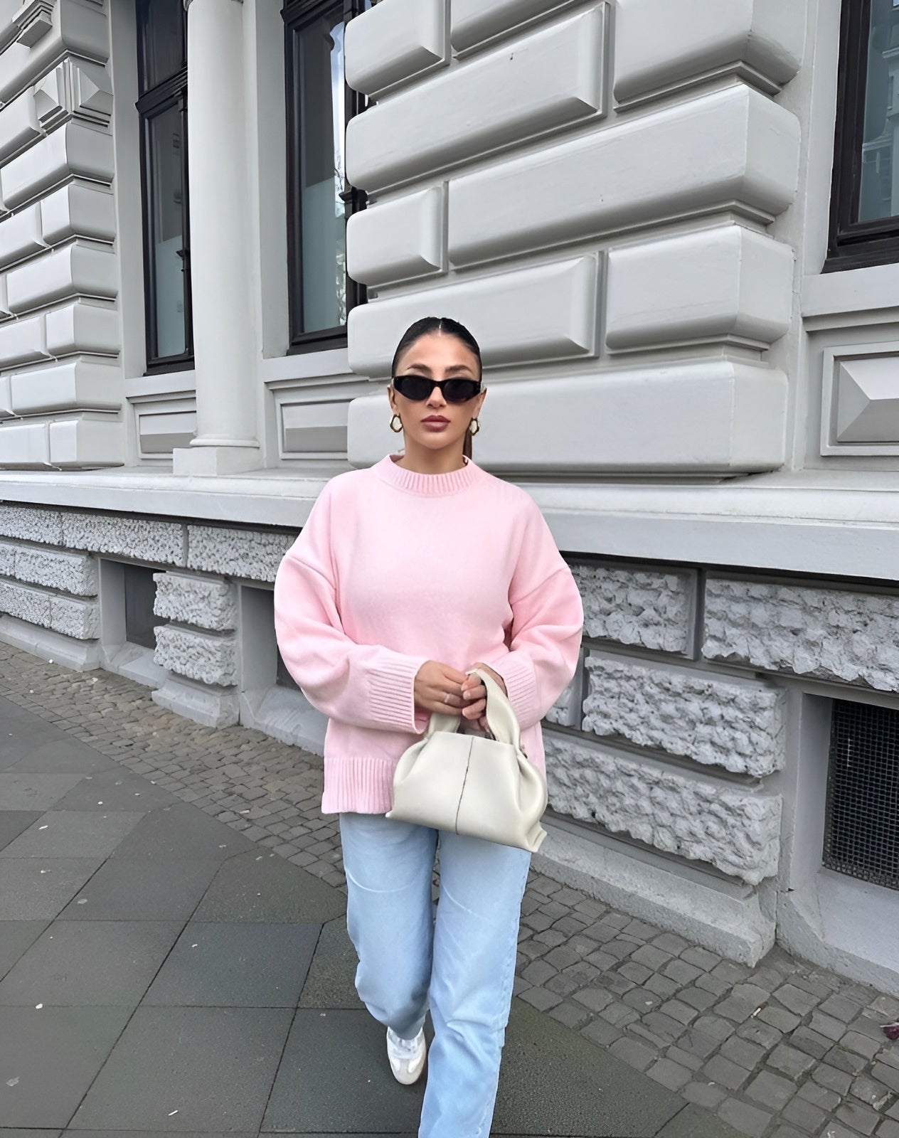 Trendy Pink Oversized Women’s Sweater