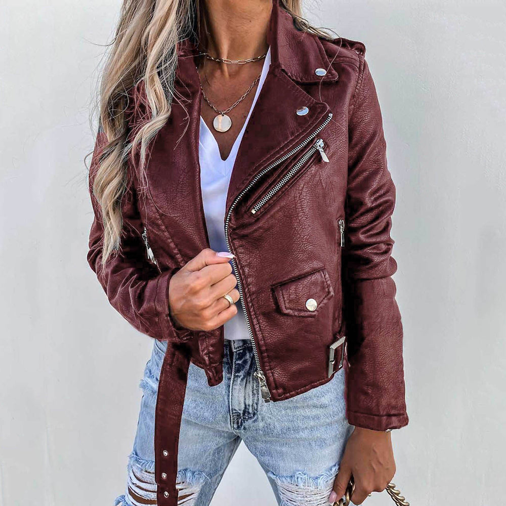 Classic Leather Biker Jacket for Women