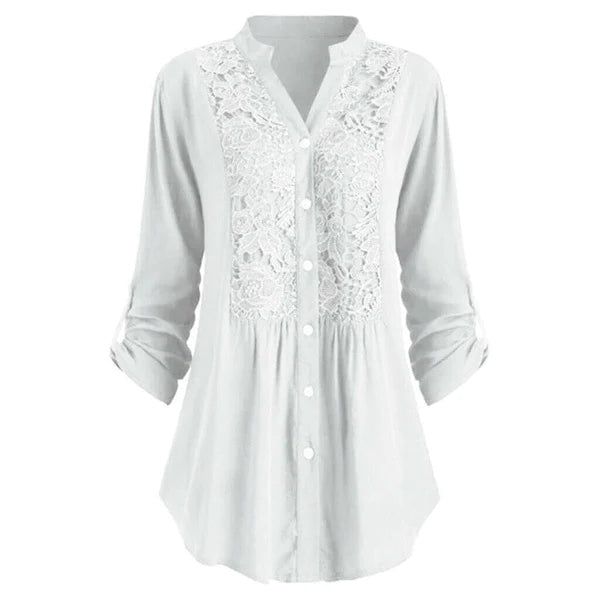 Elegant Women’s Tunic Blouse with Lace Detail