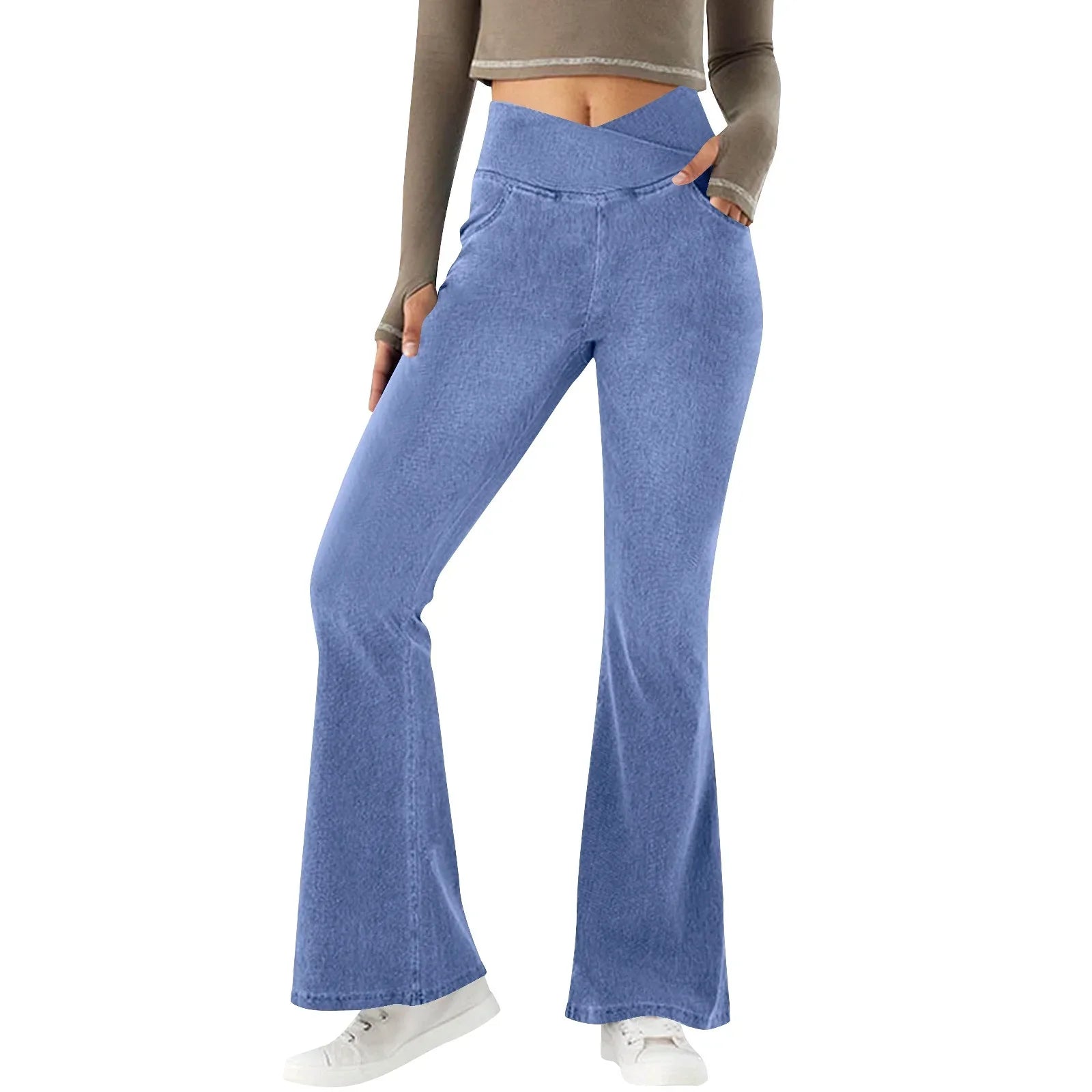 Elastic and Flattering Women’s Trousers with Flared Leg