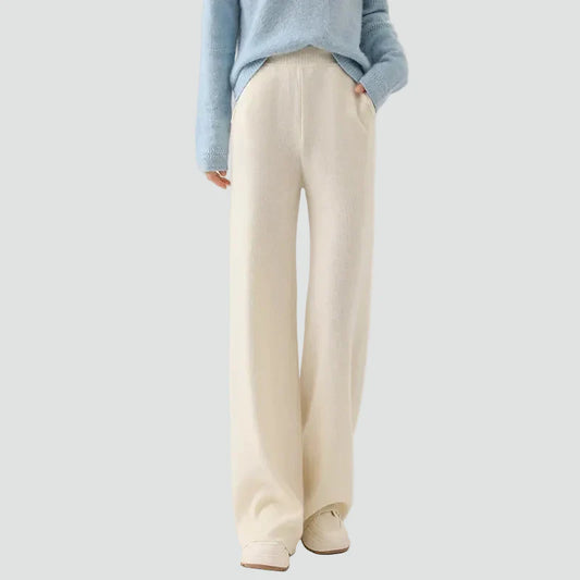 Zachte Gebreide Wijde Broek Met Hoge Taille Voor Dames
