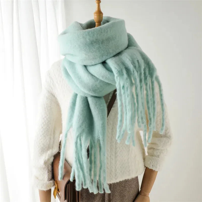 Long Elegant Women’s Winter Scarf with Fringe Detailing