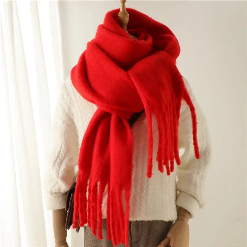 Long Elegant Women’s Winter Scarf with Fringe Detailing