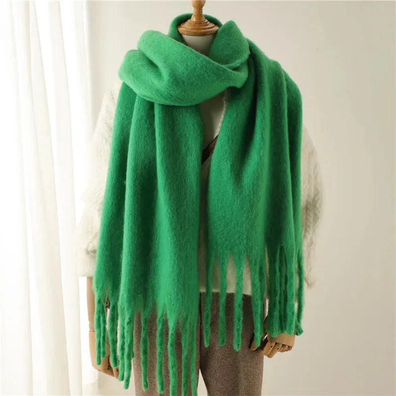 Long Elegant Women’s Winter Scarf with Fringe Detailing