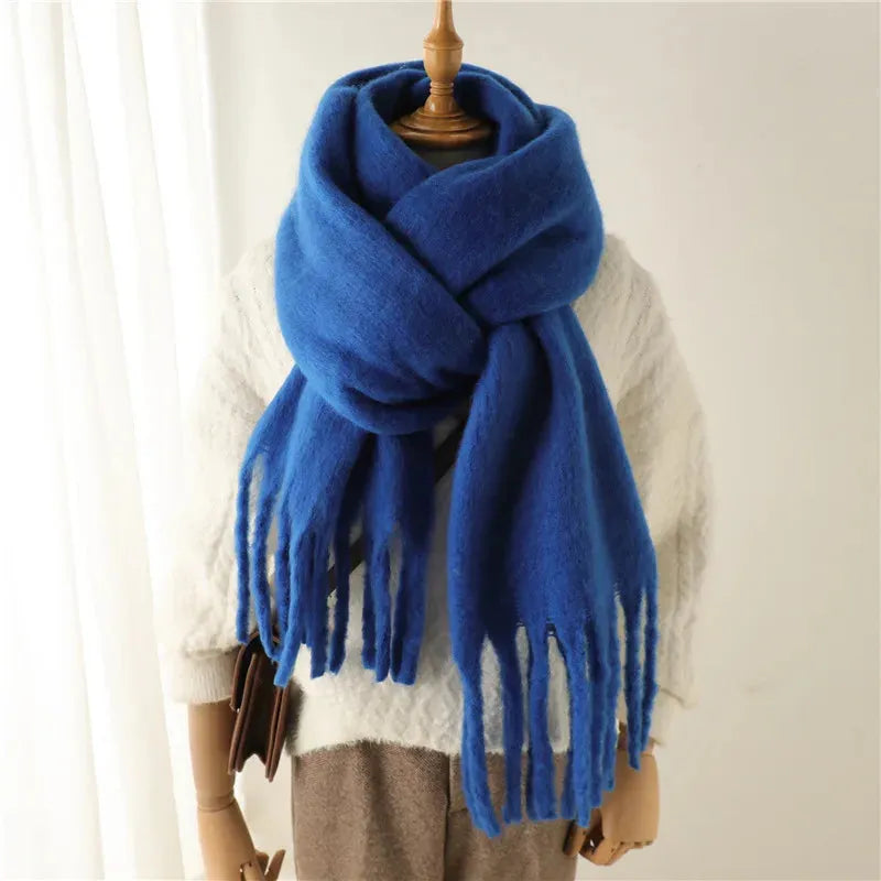 Long Elegant Women’s Winter Scarf with Fringe Detailing