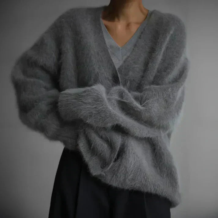 Oversized Soft Women’s Fluffy Cardigan with Buttons