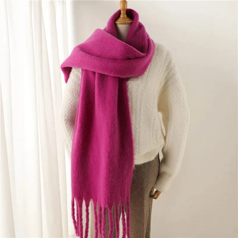 Long Elegant Women’s Winter Scarf with Fringe Detailing
