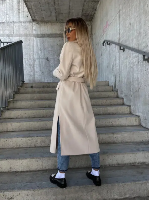 Warm Trench Coat with Belt for Women