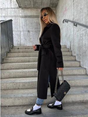 Warm Trench Coat with Belt for Women