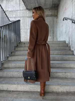 Warm Trench Coat with Belt for Women