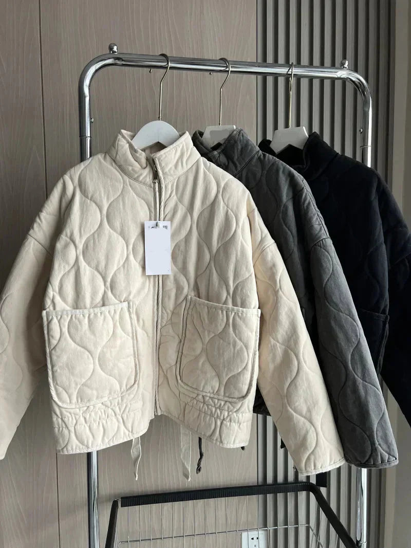Soft Oversized Quilted Jacket with Zipper