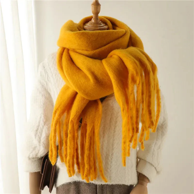 Long Elegant Women’s Winter Scarf with Fringe Detailing