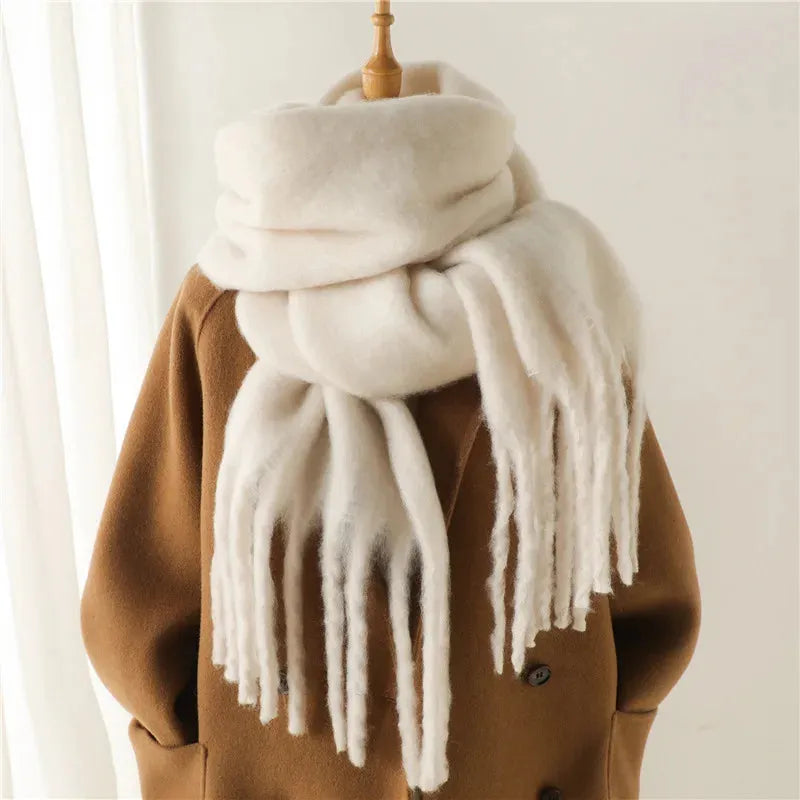 Long Elegant Women’s Winter Scarf with Fringe Detailing