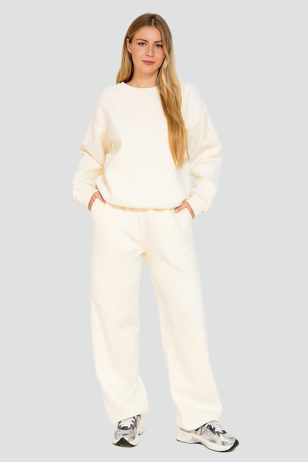 Stylish Women’s Sparkling Loungewear Set with Long Sleeves