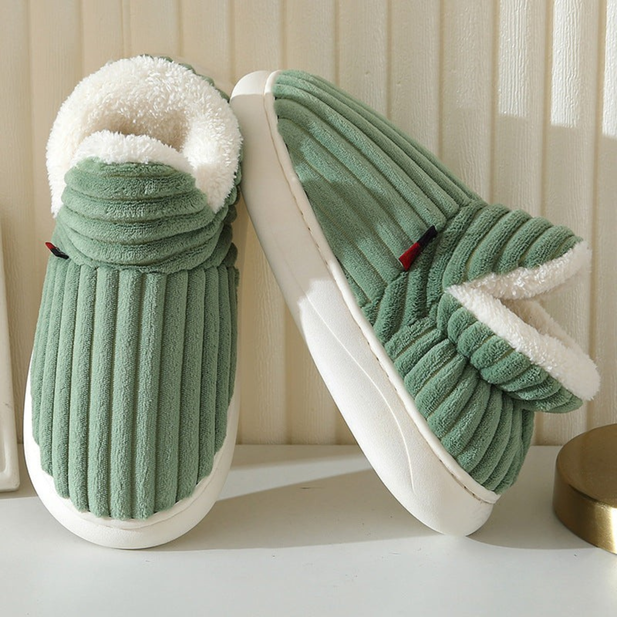 Winter Comfort Slippers with Ribbed Texture for Women