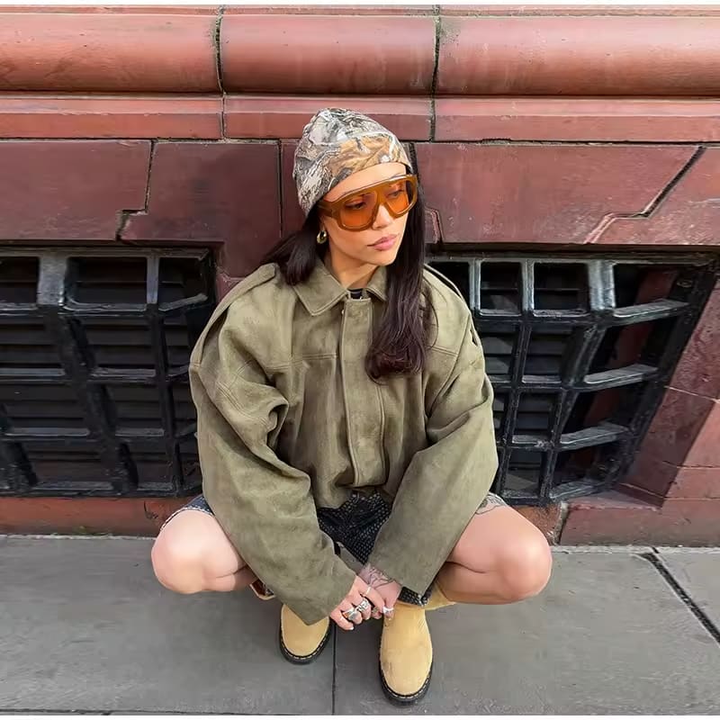 Elegant Women’s Suede Jacket Oversized and Warm