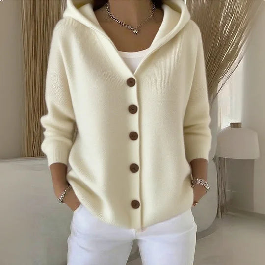 Soft Women’s Cardigan with Hood and Button Closure