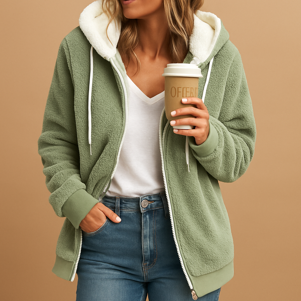 Long Fleece Women’s Teddy Cardigan with Hood