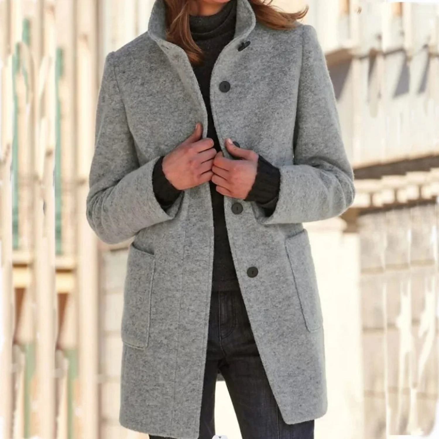 Padded Women’s Winter Coat with Button Closure
