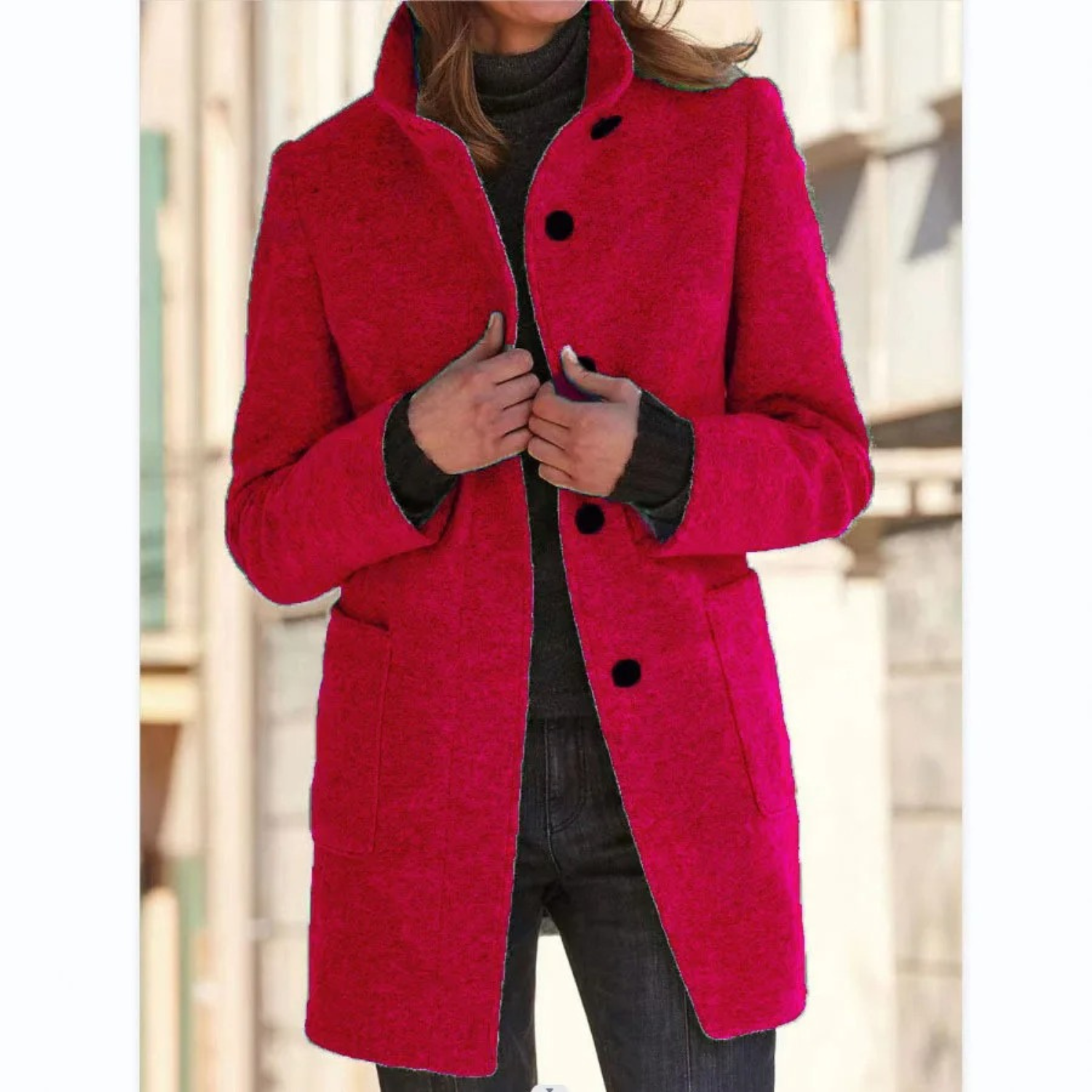 Padded Women’s Winter Coat with Button Closure