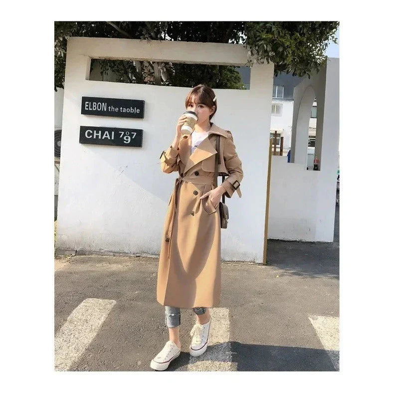 Waterproof Women’s Long Trench Coat with Belt