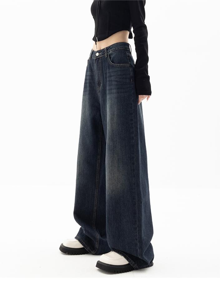 Trendy Women’s Baggy Jeans in Dark Blue 90s Vintage Style