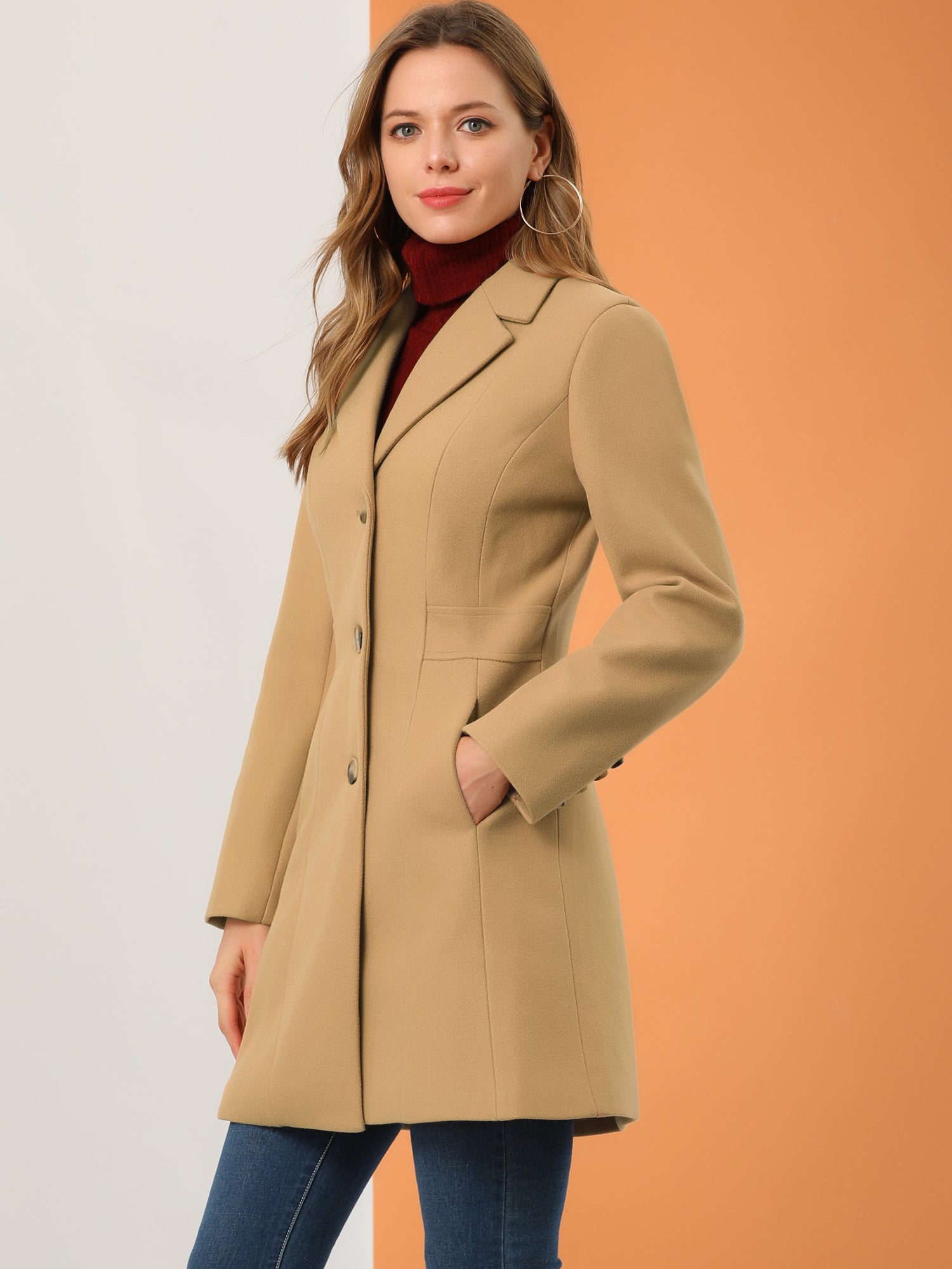 Comfortable Long Women’s Winter Coat with Buttons