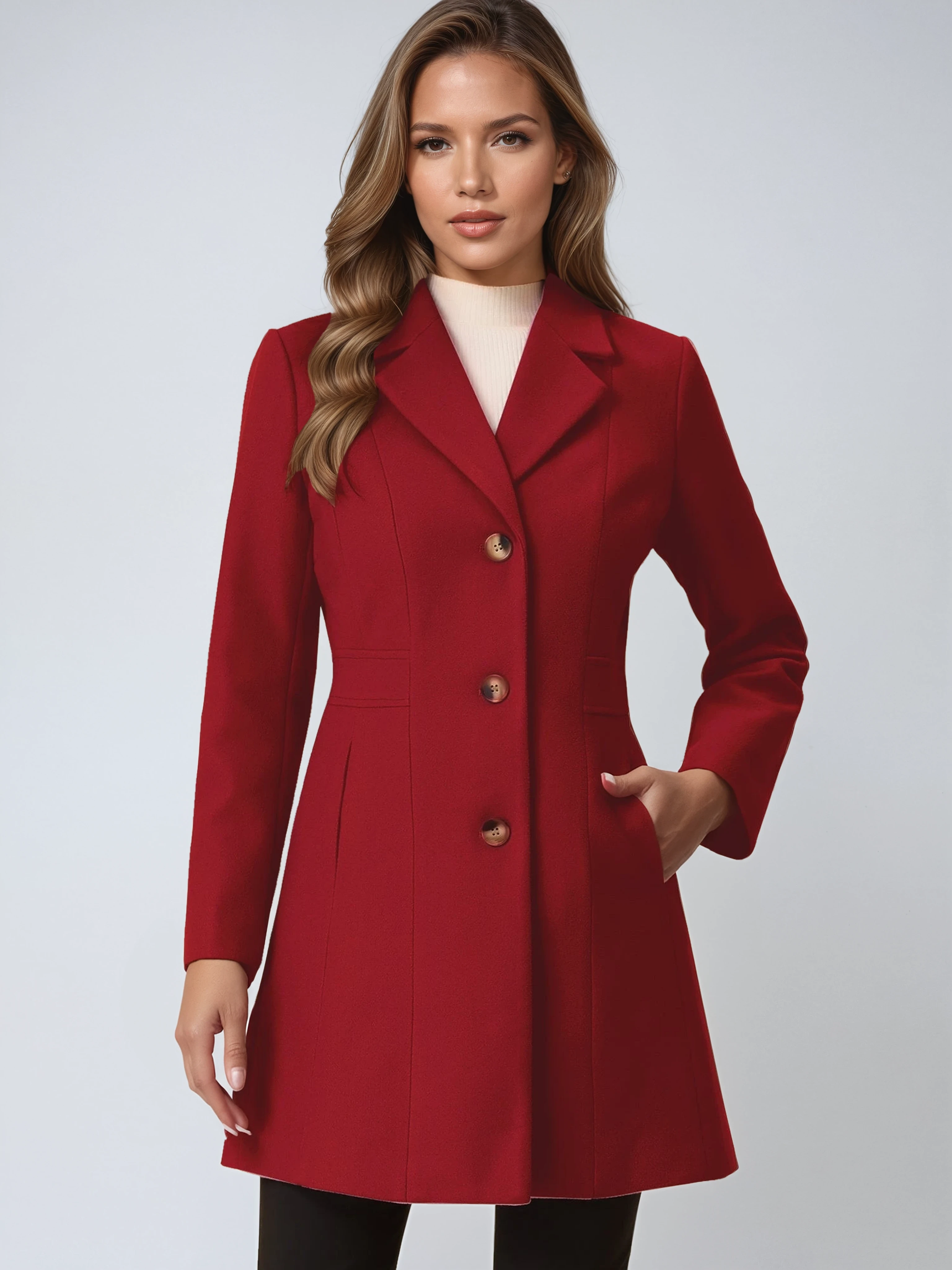 Comfortable Long Women’s Winter Coat with Buttons