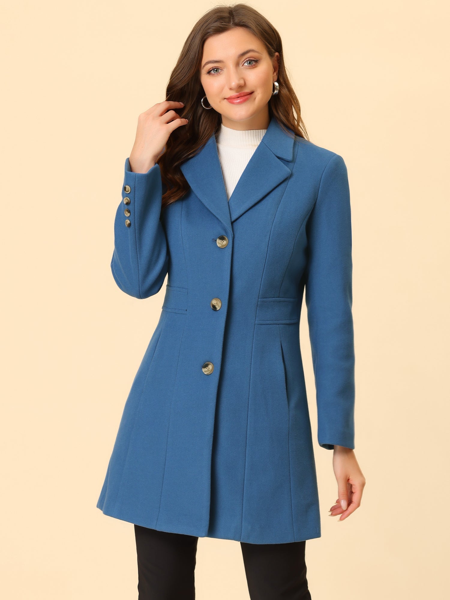 Comfortable Long Women’s Winter Coat with Buttons