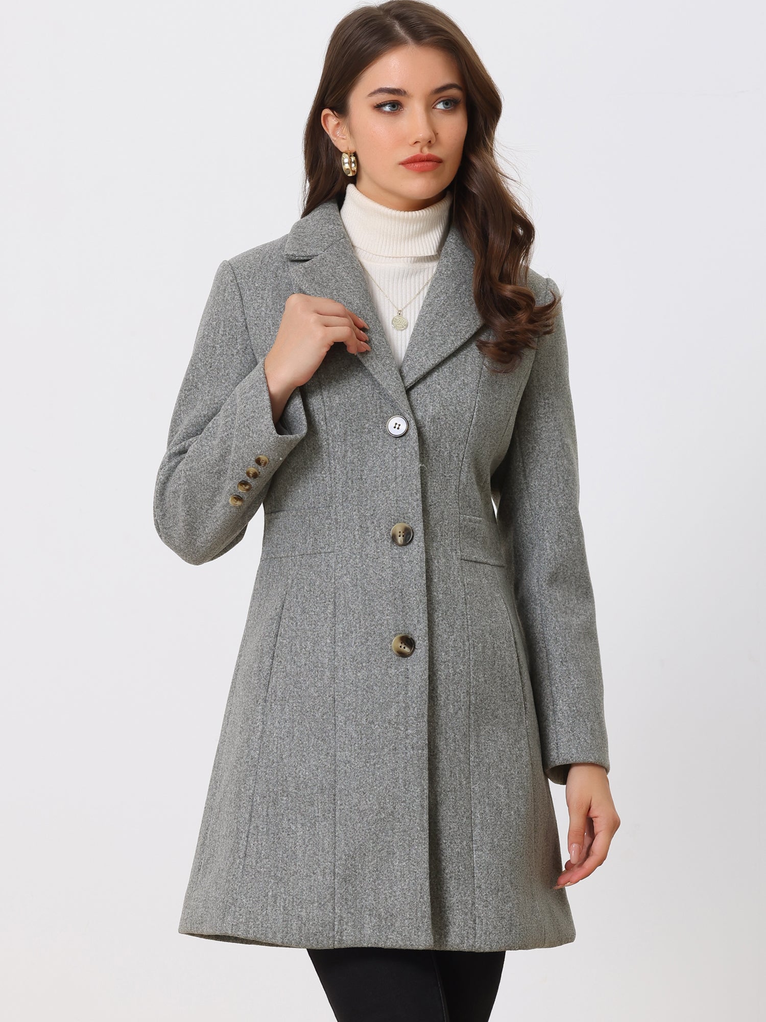 Comfortable Long Women’s Winter Coat with Buttons