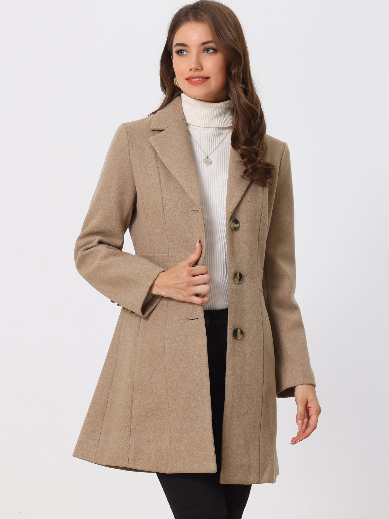 Comfortable Long Women’s Winter Coat with Buttons