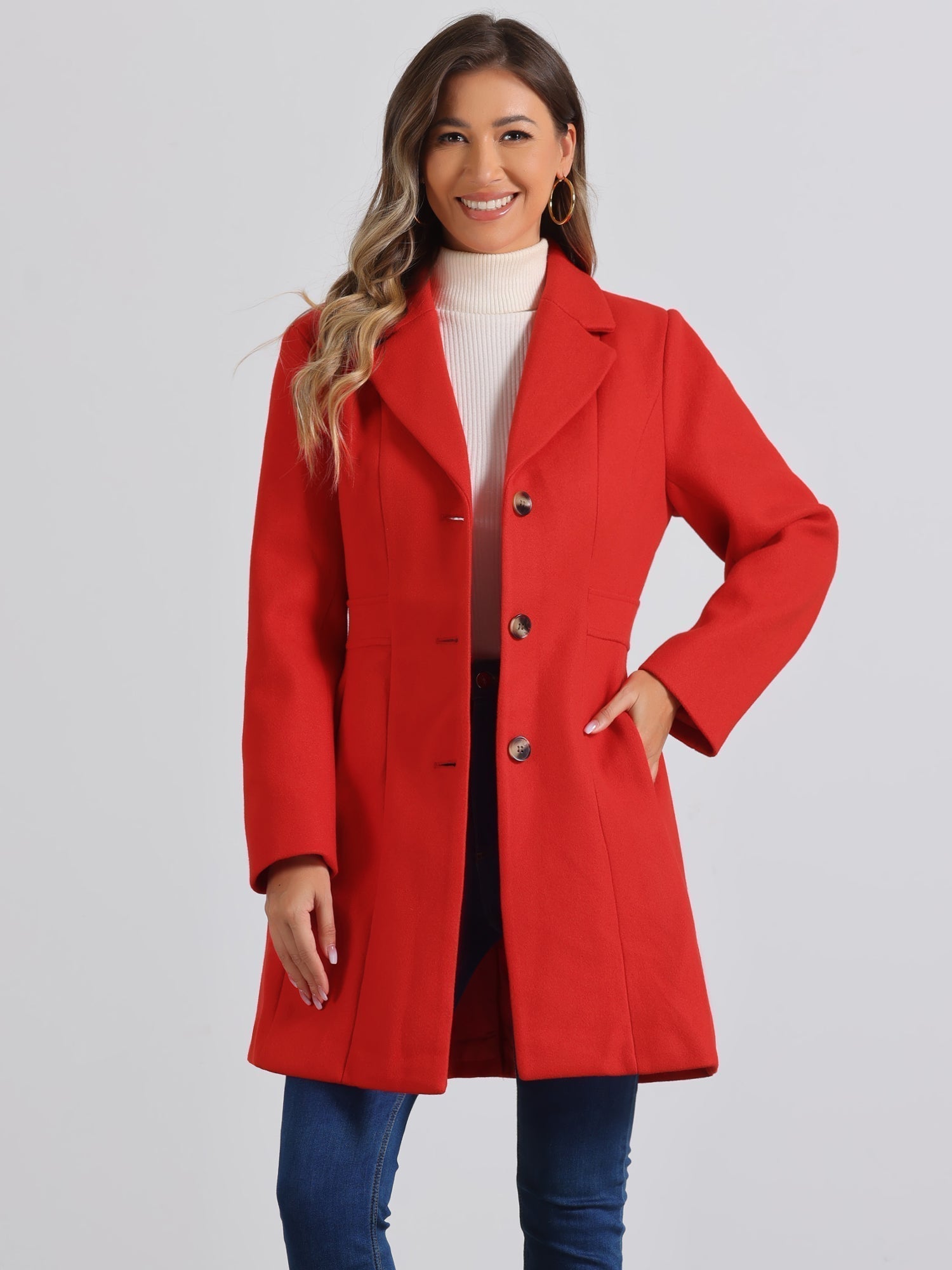 Comfortable Long Women’s Winter Coat with Buttons