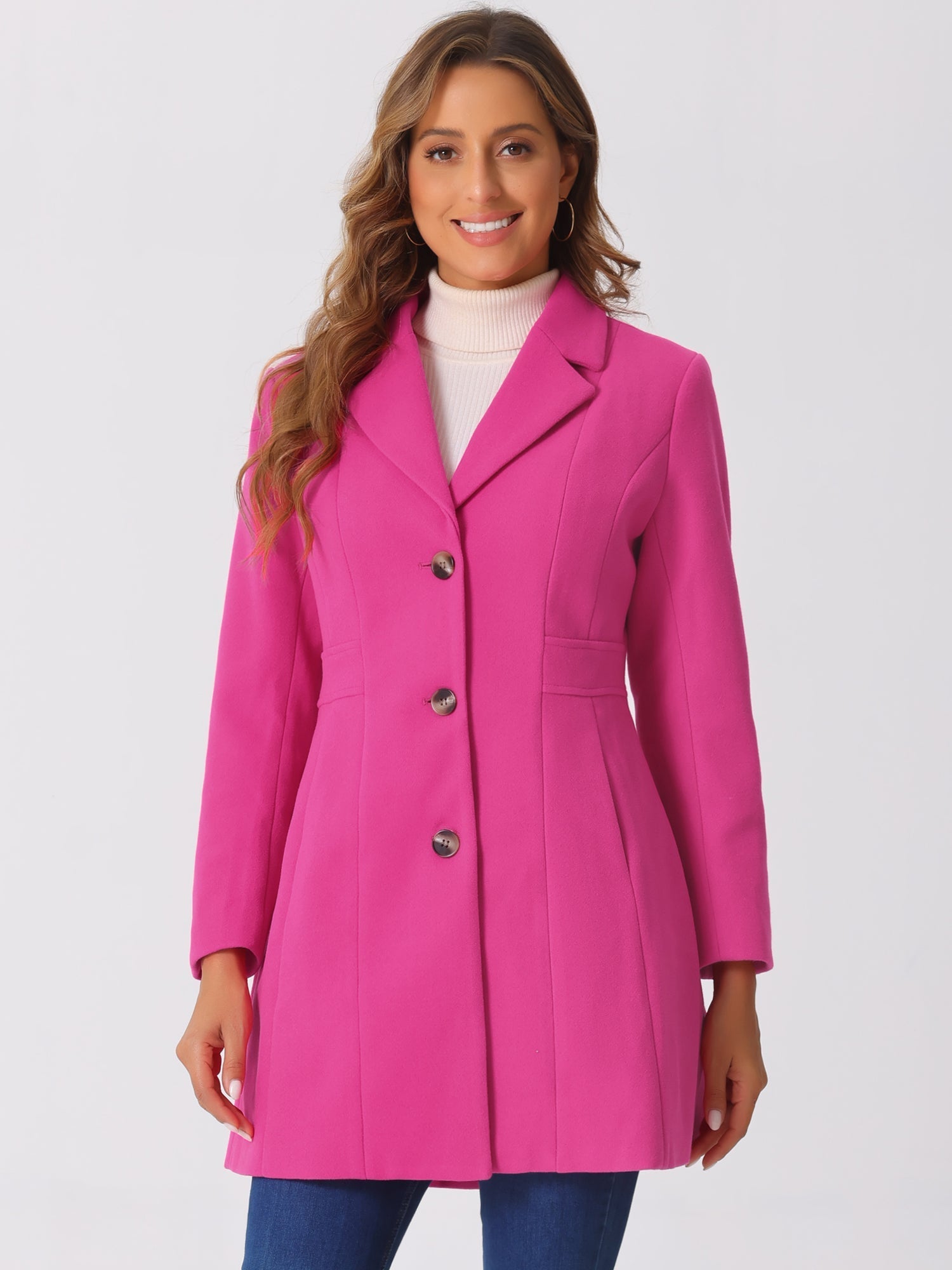 Comfortable Long Women’s Winter Coat with Buttons